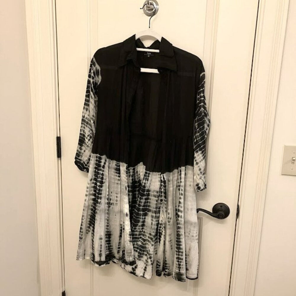 Black & White tie dye dress button up